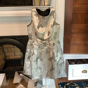 Tahari ASL front bow dress‎ in silver, black and gold. Worn once. 158 retail